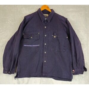 BOXX Jeans Jacket Rough Wear Mens XL Urban Denim Baggy Hip Hop Y2K Dark Blue 90s